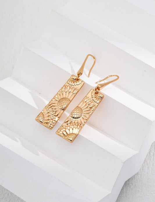 Gold plated sterling silver sunflower earrings – floral design by RXYJewelry