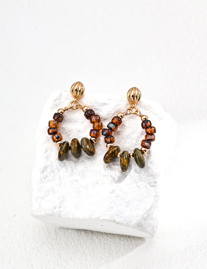 Sterling silver vintage earrings with illusion glass beads – RXYJewelry