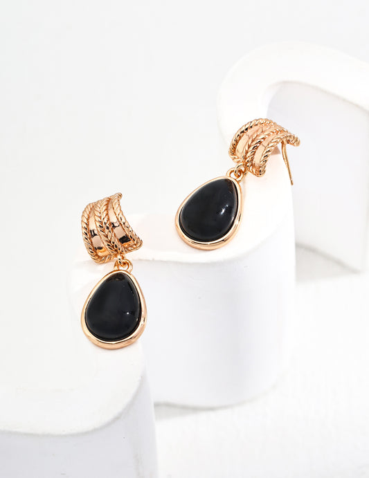 925 Silver Onyx Earrings - RXYjewelry