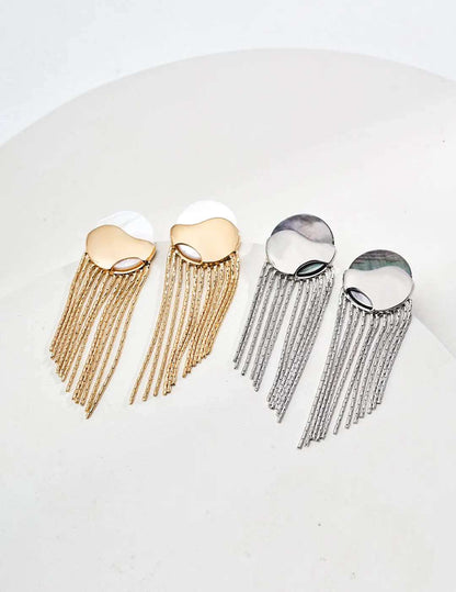 Chic Shell With Gold Tassel Earrings - RXYjewelry