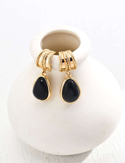 925 Silver Onyx Earrings - RXYjewelry