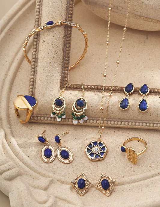 Sterlingsilverlapislazuli_necklace_FrenchCollection Lapis Lazuli Jewelry Set - RXYjewelry