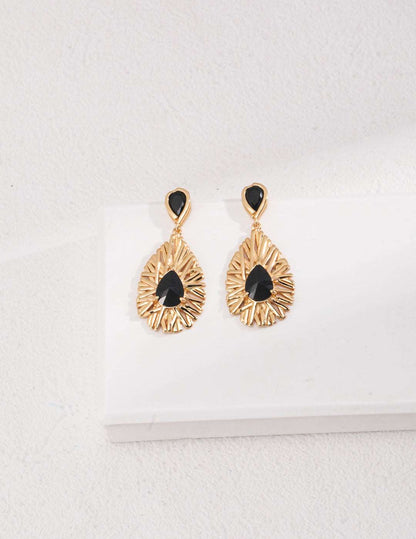 Black zircon Silver Earrings - RXYjewelry