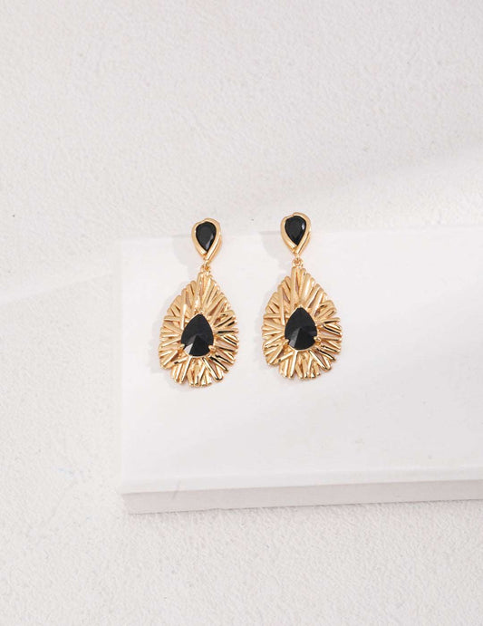 Black zircon Silver Earrings - RXYjewelry