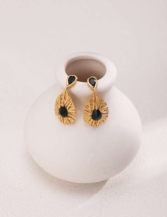 Black zircon Silver Earrings - RXYjewelry