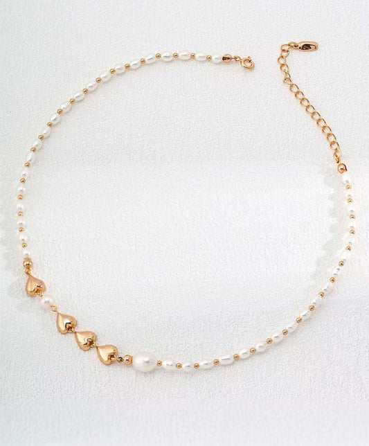 Heart Shaped 925silver Necklace with Natural Pearl - RXYjewelry