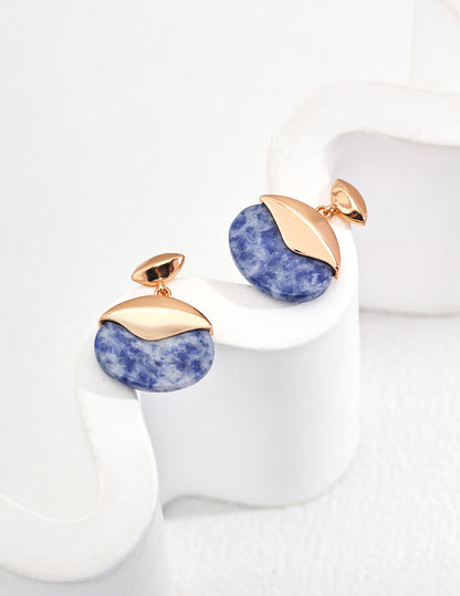 Sterling silver earrings with natural blue kyanite stones – RXYJewelry