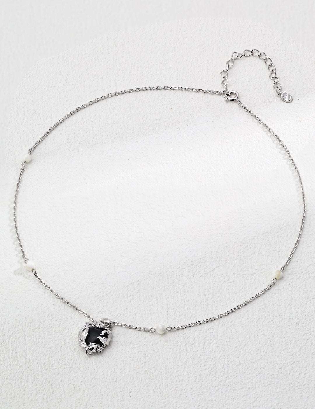 RXY 925Silver Onyx Silk Shell Necklace - RXYjewelry