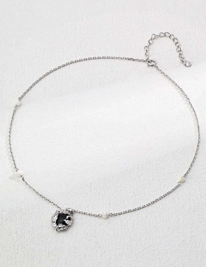 RXY 925Silver Onyx Silk Shell Necklace - RXYjewelry