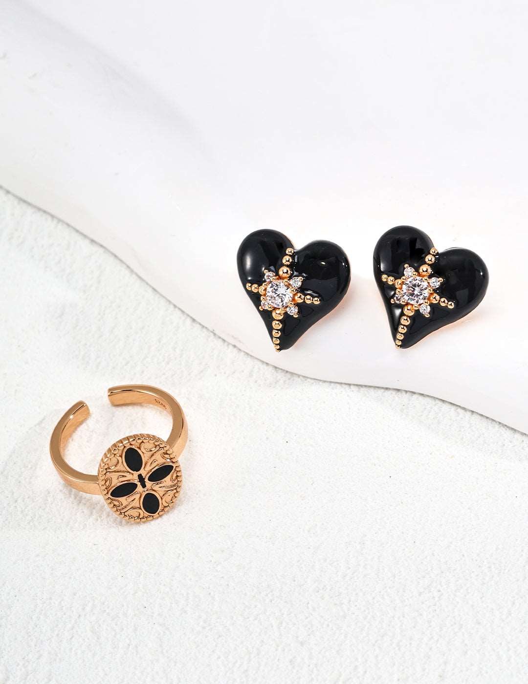 Silver Drip Glaze Cubic Zircon Heart Earrings - RXYjewelry