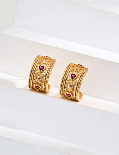 RXY Silver Vintage Heart Zirconia Earrings - RXYjewelry