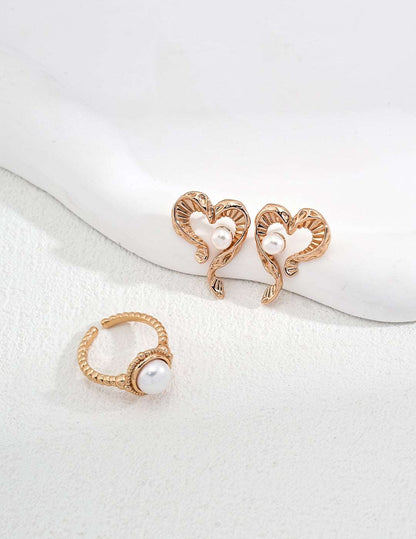 RXY Silver Heart Shaped Natural Pearl Earrings - RXYjewelry