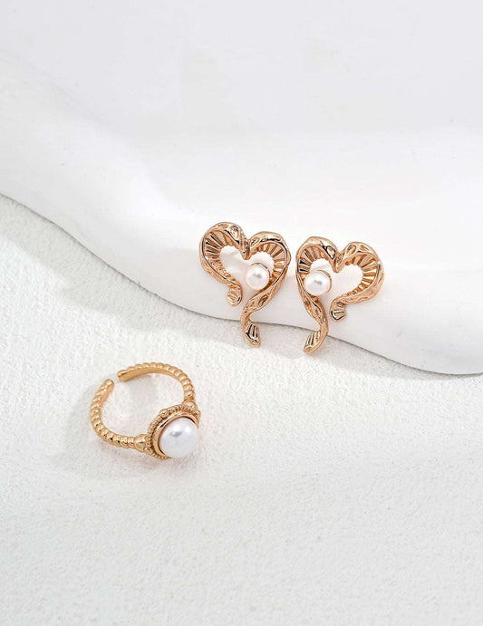 RXY Silver Heart Shaped Natural Pearl Earrings - RXYjewelry