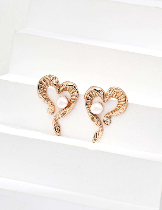 RXY Silver Heart Shaped Natural Pearl Earrings - RXYjewelry