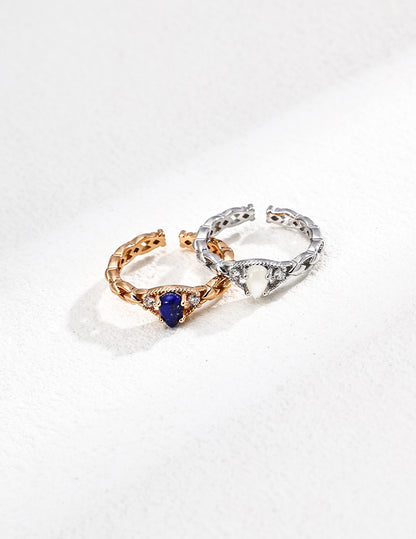 Silver vintage ring with lapis lazuli and zirconia by RXY-Jewelry