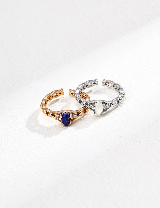 Silver vintage ring with lapis lazuli and zirconia by RXY-Jewelry