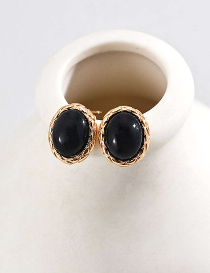 s925 Silver Black Agates Earrings - RXYjewelry