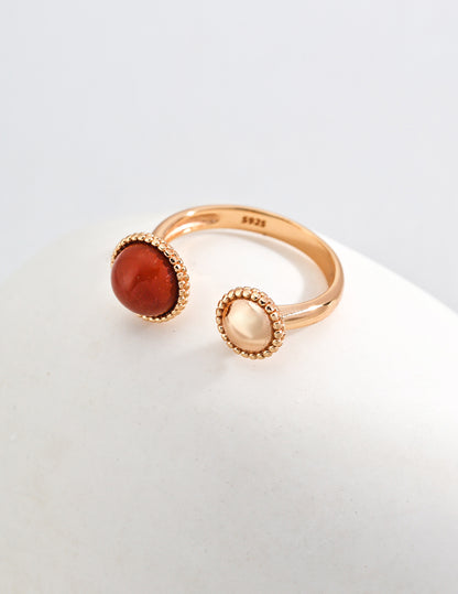 Silver Minimalist Style Red Stone Ring - RXYjewelry