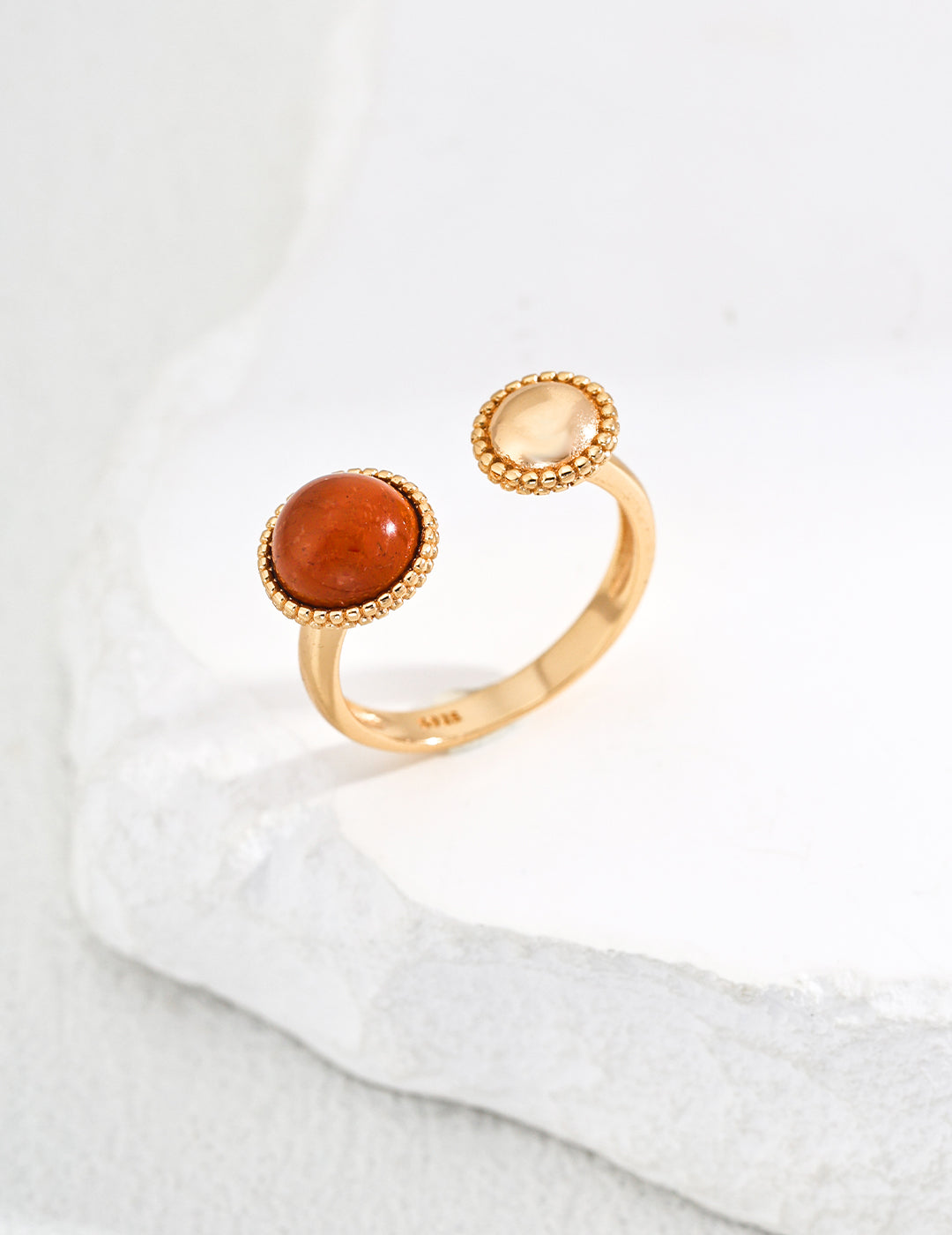 Silver Minimalist Style Red Stone Ring - RXYjewelry