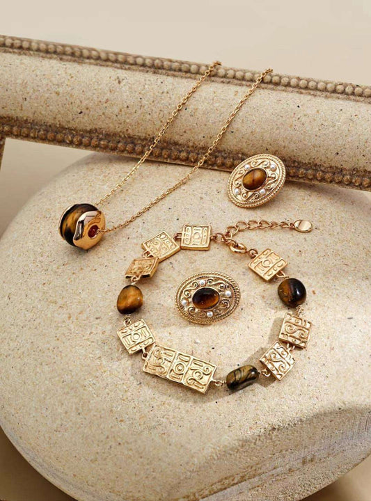 Silver Agate Jewelry Set - RXYjewelry