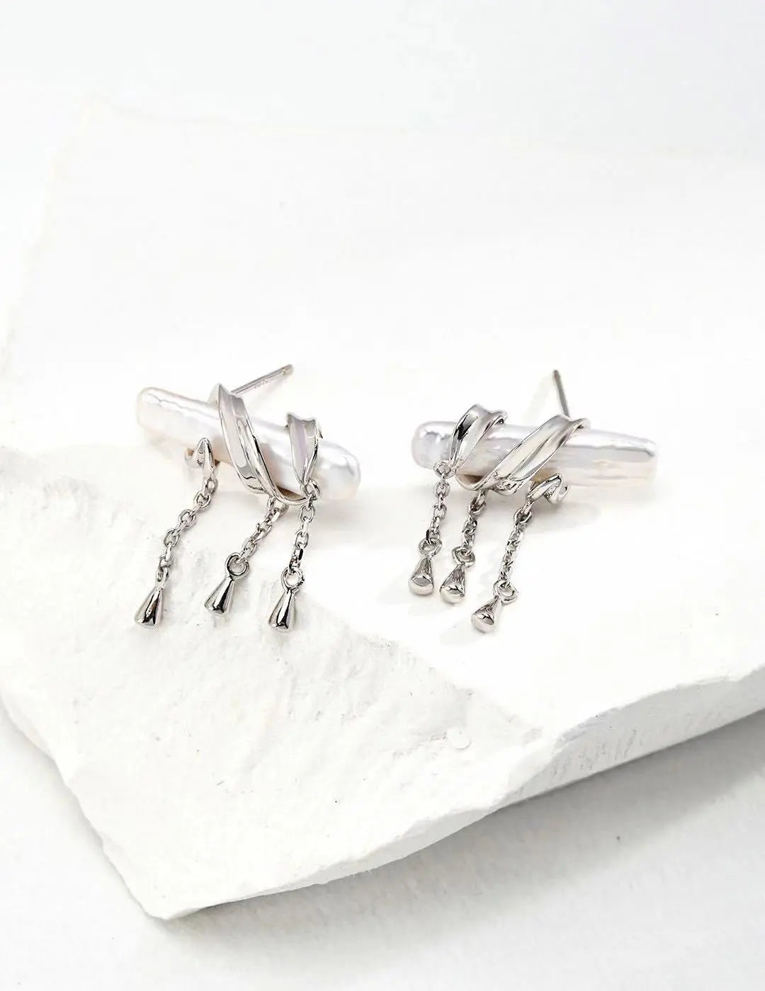 Handcrafted Earrings with Natural Pearl - RXYjewelry