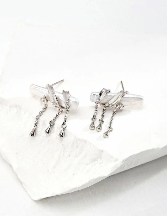 Handcrafted Earrings with Natural Pearl - RXYjewelry