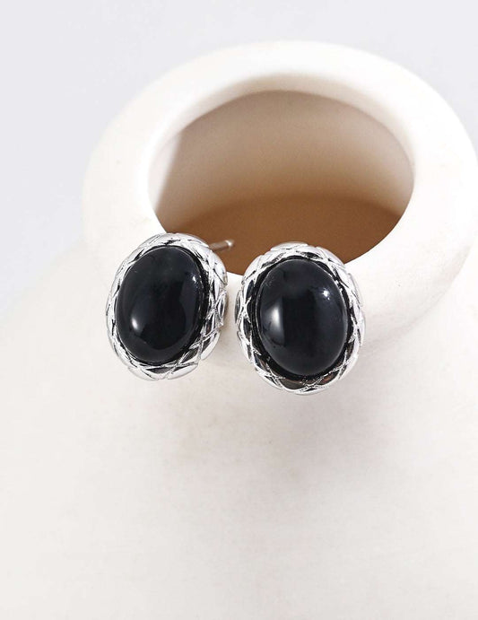 s925 Silver Black Agates Earrings - RXYjewelry