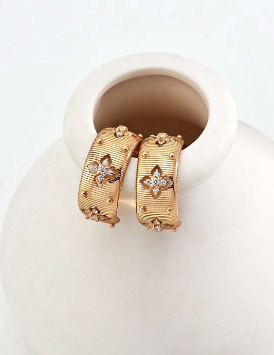 Four-petaled Flower Silver Earrings - RXYjewelry