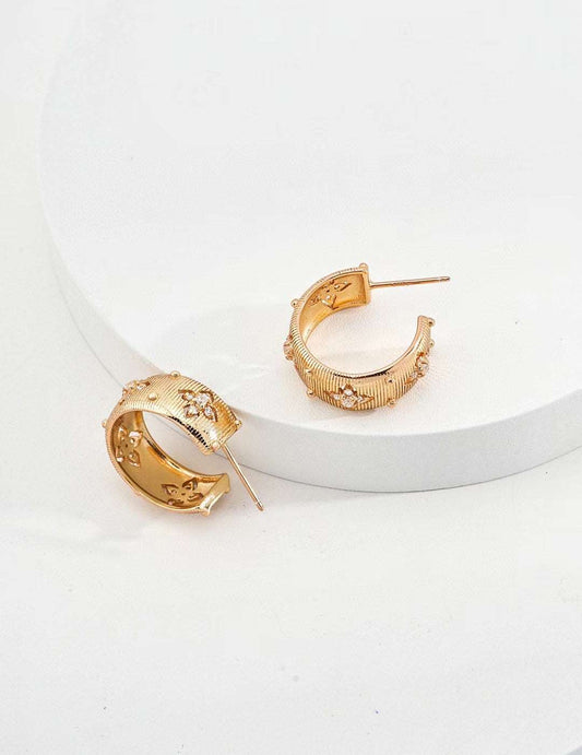 Four-petaled Flower Silver Earrings - RXYjewelry