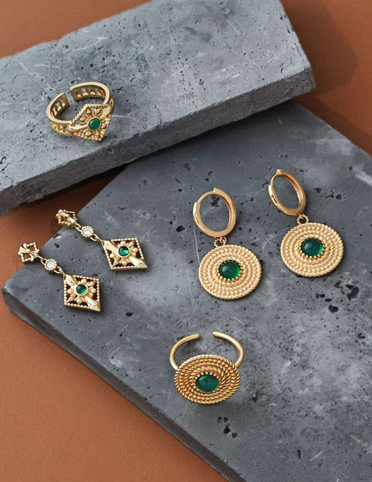 Sterling Silver with Green Zircon Jewelry Set - RXYjewelry